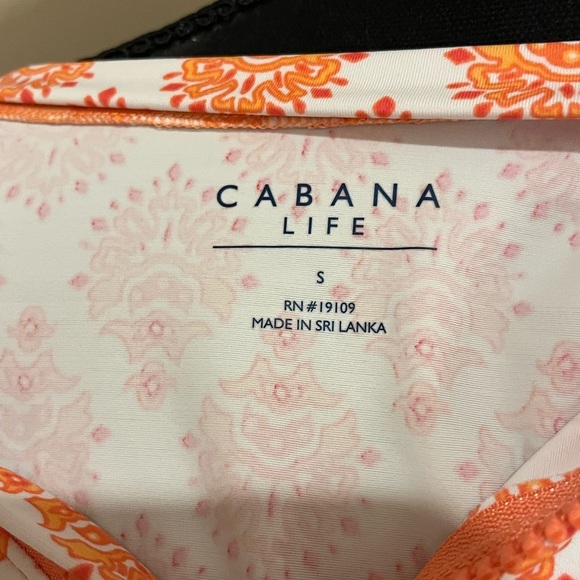 Cabana Life Bondi Beach Zipper Long Sleeve Orange/White Thumb Hole, Small - Picture 5 of 9